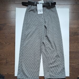 Zara New With Tags Kids Gray Checkered Pants